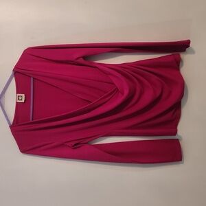 Anne Klien draped slinky knit long sleeved top